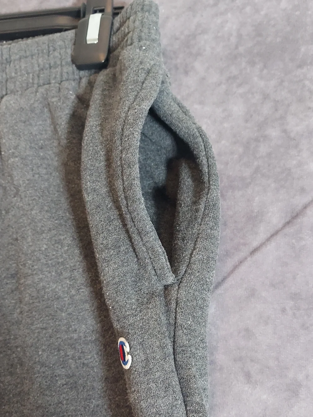 Champion Kids Charcoal Grey Fleece Jogger Sweatpants Big Logo Size Large